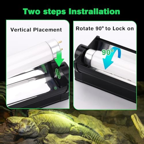 2-Pack UVB Reptile Light 10.0 Bulb 17W T8 Fluorescent Desert Lamp UVA for Bearded Dragon Tortoise Reptile & Amphibian