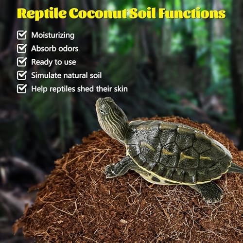 Hamiledyi Reptile Coconut Fiber Substrate Lizards Breathable Coconut Soil Tortoise Habitat Substrate Terrarium Bedding for Snake, Bearded Dragon, Gecko, Horned Frog, Hermit Crab, Tarantulas (2Pack)