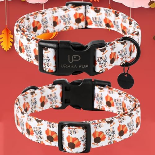 Thanksgiving Dog Collar, Turkey Cotton for Dog or Cat, Autumn Puppy With Lightweight Plastic Buckle, Great Gift for Girl Boy Dogs, XS