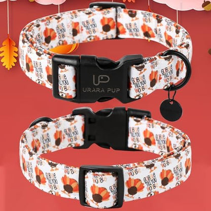 Thanksgiving Dog Collar, Turkey Cotton for Dog or Cat, Autumn Puppy With Lightweight Plastic Buckle, Great Gift for Girl Boy Dogs, XS