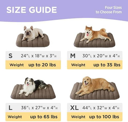 LE SURE Cute Orthopedic Dog Bed Large Sized Dog, Waterproof Chic Flat Pet Beds with Removable Washable Cover, Fuzzy Thick Egg Crate Foam Pet Mat for Indoor Use (36" x 27", Brown)