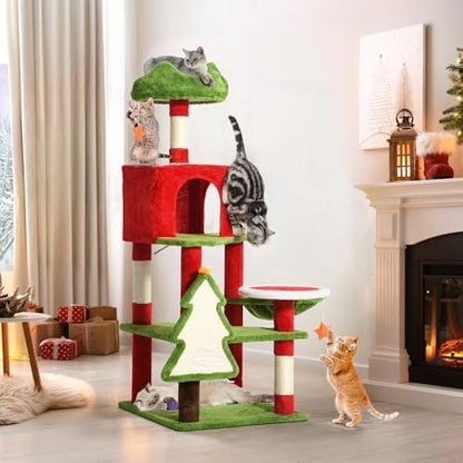 YITAHOME 54in Christmas Cat Tree Tower for Indoor Cats with Cat Condos