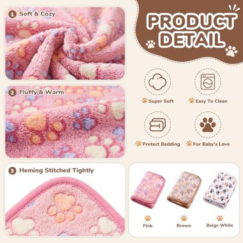 Dog Cat Small Animal Puppy Playpen Crate with 3 Blankets, Small, Pink