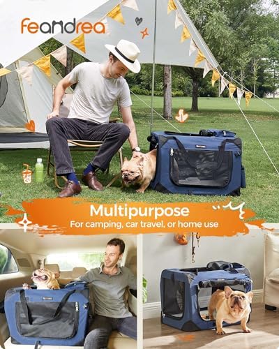 Feandrea Collapsible Soft Dog Crate, Portable Travel Carrier, 24 Inches
