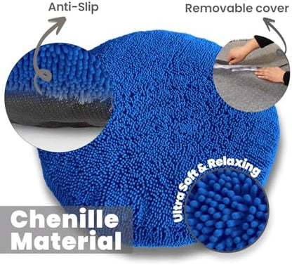 Muddy Mat®Cloud K-9 Bed for Dogs & Cats, Soft & Relaxing Donut Dog Bed, Chenille Material, Removable Cover, Washable & Dryer Safe–Navy Blue Medium(35'x35')