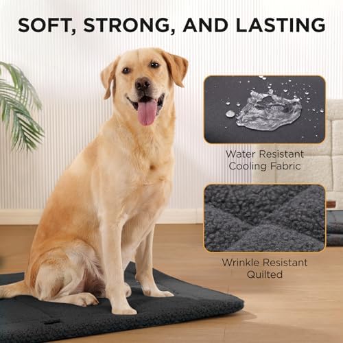 Joydeco Low Profile Dog Crate Mat Reversible Bed Pad, Washable Dog Pad Mat with Ultra Soft Fleece, Compact Design Kennel Beds Mats for Extra Large Medium Small Pets, 44" x 32" Dark Gray