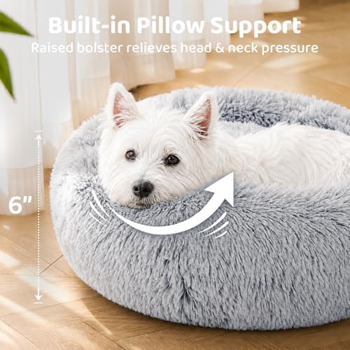 JOLLYVOGUE Dog Beds Large Sized Dog, 36 inches Calming Soft Anti-Anxiety Donut Dogs Bed, Washable Round Fluffy Cushion for Large Pets, Fits up to 80 lbs Pets