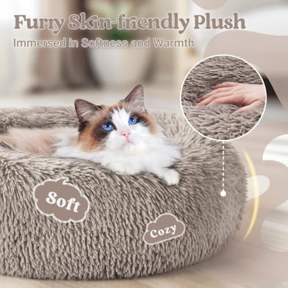 rabbitgoo Calming Cat Beds for Indoor Cats, 20 inches, Khaki