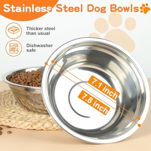 COMESOON Elevated Dog Bowls, 5 Adjustable Heights (3.9"-13.4") Raised Dogs Food Bowl Stand for Medium Large Sized Dogs, Non-Slip Foldable Travel Pet Feeder Black with Stainless Steel Bowls