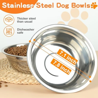 COMESOON Elevated Dog Bowls, 5 Adjustable Heights (3.9"-13.4") Raised Dogs Food Bowl Stand for Medium Large Sized Dogs, Non-Slip Foldable Travel Pet Feeder Black with Stainless Steel Bowls