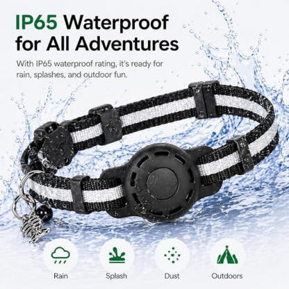 Cat GPS Tracker Collar, Pet Tracker for Cats (iOS Only), Waterproof Smart Tag Compatible with Apple Find My, No Monthly Fee, Tracking Collar for Small Large Cats (Tracker for cat)