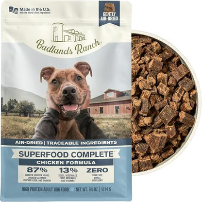 BADLANDS RANCH Air-Dried Chicken Dog Food, 87% Real Meat, 64 oz