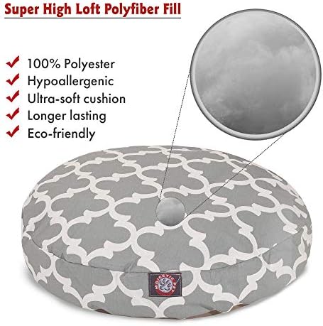 Gray Trellis Large Round Indoor Outdoor Pet Dog Bed With Removable Washable Cover By Majestic Pet Products