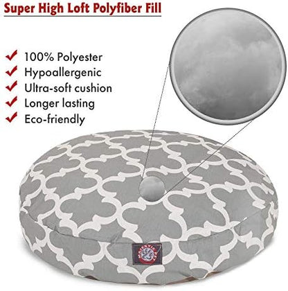 Gray Trellis Medium Round Indoor Outdoor Pet Dog Bed With Removable Washable Cover By Majestic Pet Products