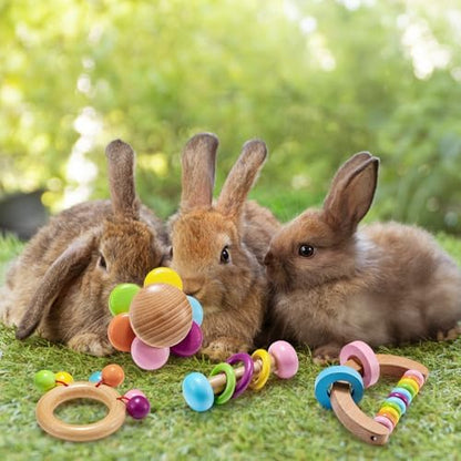 AOWPFVV Wooden Bunny Toys,Safe Rabbit Toys for Guinea Pigs,Small Animals