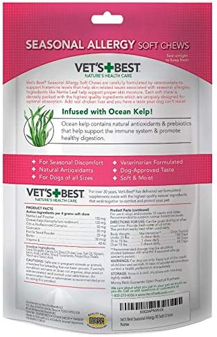 Vet's Best Seasonal Allergy Soft Chews for Dogs, Soothe Dog, 90 Day Supply