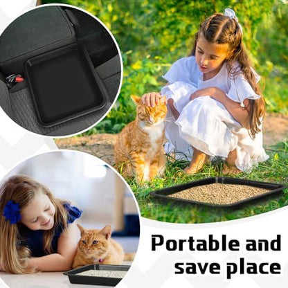 3 Pcs Kitten Litter Pan Black 15.1 x 12 x 1.4 Inch