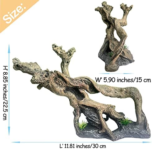 Resin Reptile Driftwood Decoration Bearded Dragon Branch Lizard Climb Habitat Decor Hanging Jungle Vines Reptiles Tank Accessories for Chameleon Snake Gecko Spider Fish Tree Frog