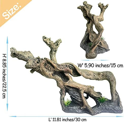 Resin Reptile Driftwood Decoration Bearded Dragon Branch Lizard Climb Habitat Decor Hanging Jungle Vines Reptiles Tank Accessories for Chameleon Snake Gecko Spider Fish Tree Frog