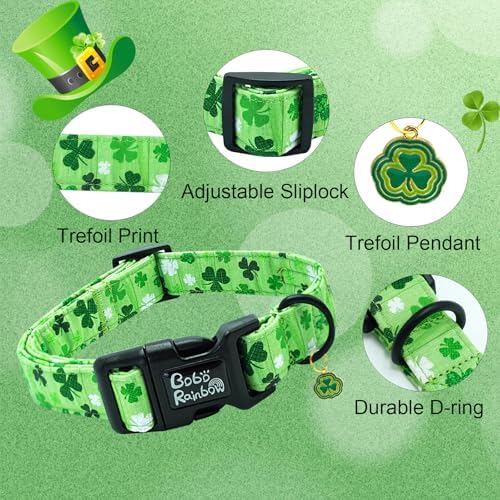 St Patrick's Green Trefoil Print Dog Collar for Small Dogs