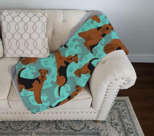 Caroline's Treasures MLM1042LQB Airedale Terrier Quilted Blanket 50x60 Artwork Pattern Quilted Throw Blanket for Bed, Couch, Sofa, Soft and Lightweight
