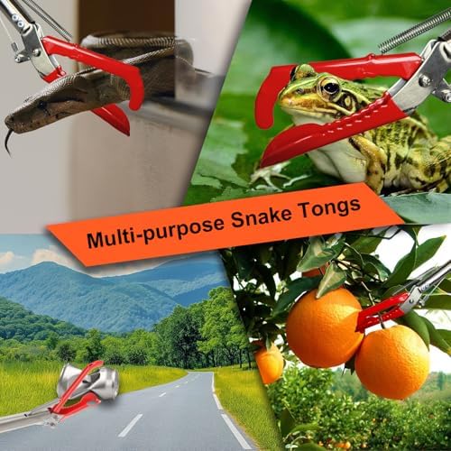 Snake Grabber Tool, 66" Snake Tongs Removal Professional Collapsible Rattlesnake Reptile Grabber Long Reach Grabber Heavy Duty Wide Jaw Handling Tool with Lock Non-Slip Foam Grip