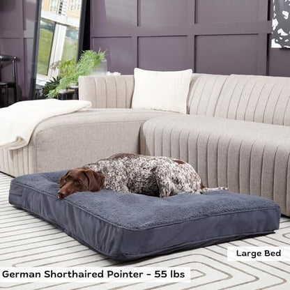Happy Hounds Daisy Deluxe Supportive Sherpa Dog Bed, Large (48 x 36 in.), Prussian Blue