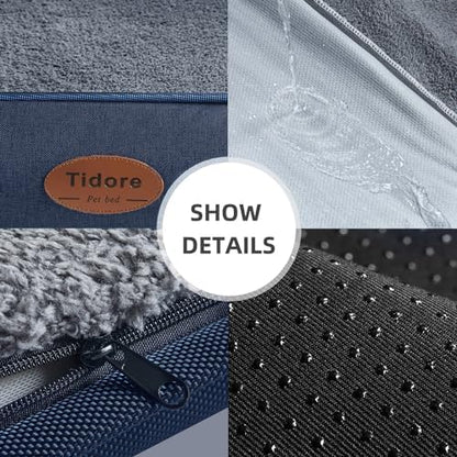 Tidore Orthopedic Dog Beds for Medium Dogs, Durable Egg Crate Foam Sofa Dog Bed wit Washable Removable Cover,Waterproof Lining,Pet Bed for Large Dogs (Peacock Blue, 39.4" L x 31.5" W x 7.4" Th)