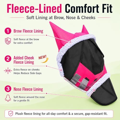 Horse Fly Mask for Horses with Ears and Nose Cover