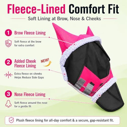 Horse Fly Mask for Horses with Ears and Nose Cover