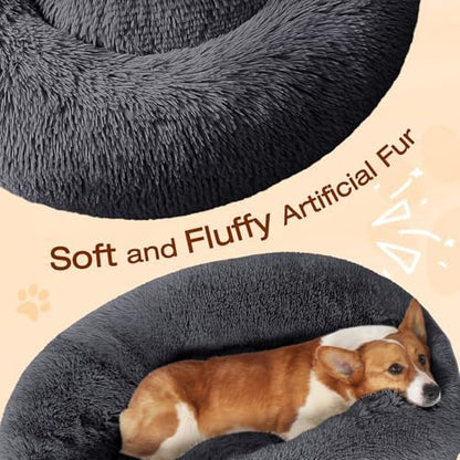 JOLLYVOGUE Dog Beds Large Sized Dog, Calming Anti-Anxiety Dog Bed, Fluffy Donut Cushion for Extra Large Pets (45")