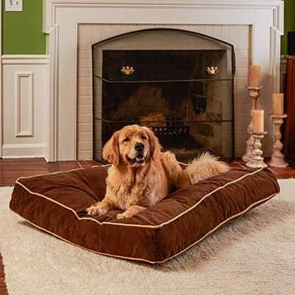 South Pine Porch Buddy Reversible Rectangle Pillow Style Microfiber Dog Bed with Removable, Machine-Washable Cover, Cocoa, Large (48 in. x 36 in.)