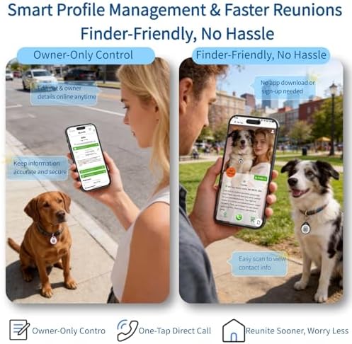 2 Pack QR Code Dog ID Tags for Collar, Personalized Smart Dog Tag with Online Profile, Scan to Contact Owner & View Medical Info, No App No Subscription, Anti-Lost (1.2")