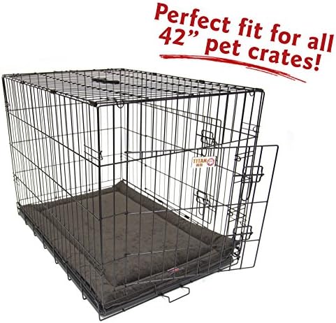 Majestic Pet Dog Crate Mat - Machine Washable Soft Plush Pet Bed Pad for Crates & Kennels | USA Crafted | 42"x26" Villa Storm