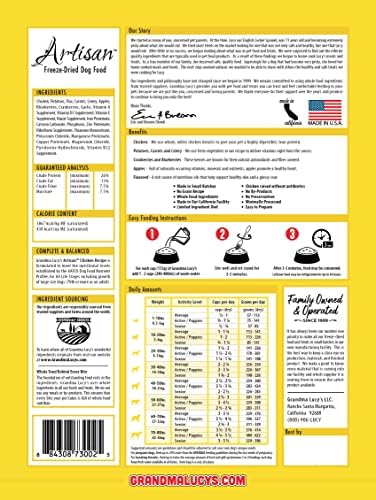 Grandma Lucy's Artisan Dog Food, Grain Free and Freeze-Dried - Artisan Chicken, 1Lb Bag