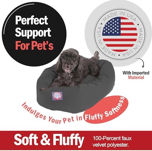 Majestic Pet Bagel Calming Dog Bed, 24 Inch Small, Round, Washable, Gray