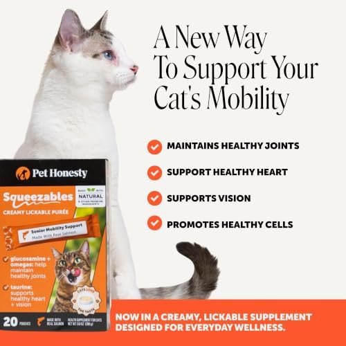 Pet Honesty Vet Backed Cat Joint Supplement Lickable Puree, Salmon, 20 Ct