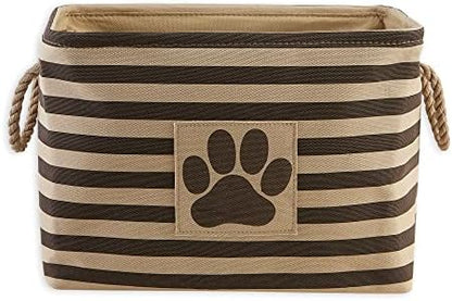 Bone Dry Pet Storage Collection Striped Paw Patch Bin, Medium Rectangle, Brown
