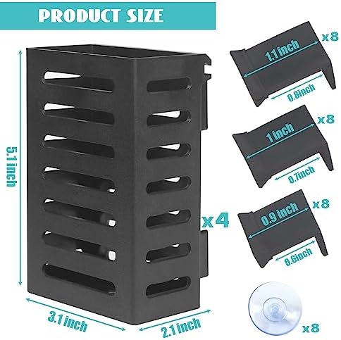 4 Pcs Aquarium Plant Holder, Fish Tank Plant Holder with Hooks and Suction Cups, Aquarium Planter Cups for Emersed Plants, Suitable for Aquatic Plant Cultivation and Water Feature Decoration.