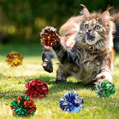 Silkfly 200 Pcs Polyester Film Crinkle Balls Cat Toys 2.36" Crinkle Ball