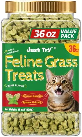 Just Try 36 OZ Cat Grass Treats for Indoor Cats Hairball Control