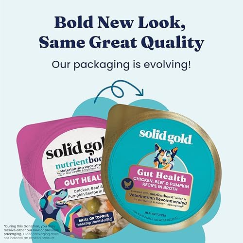Solid Gold Wet Dog Food Topper, Chicken & Beef, Sensitive Stomach, 6ct