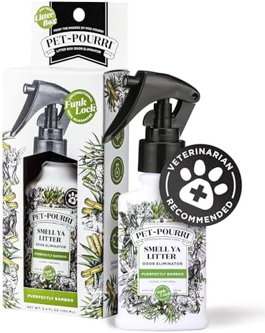 Pet-Pourri Smell Ya Litter Cat Litter Deodorizer Spray, Purrfectly Bamboo 3.4 Fl Oz, Up to 170 Uses,Pet Odor Remover Essential Oils Air,Carpet,Urine,Vet Recommended, Bergamot Bamboo Scent,(Pack of 2)
