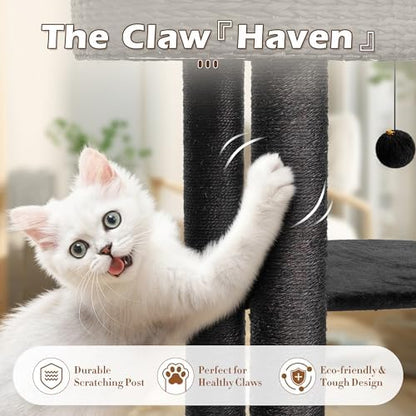 KAMABOKO Modern Gothic Cat Tree, 39" Tall Cat Trees for Indoor Cats Black