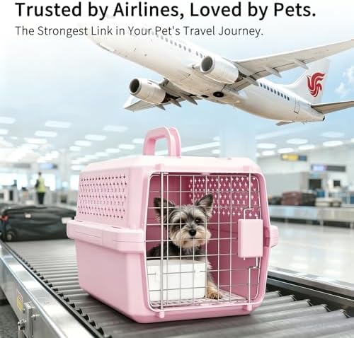 RIZZARI Airline Pet Carrier: Hard-Sided Small Cat & Dog Crate with Bowl