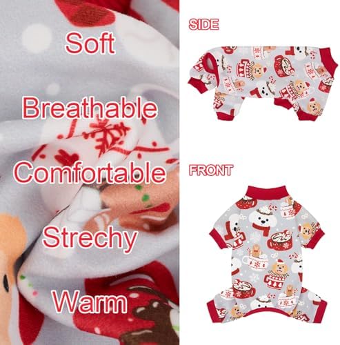 XPUDAC 4 Pack Christmas Dog Pajamas for Small Medium Dogs Pet Clothes 2XL