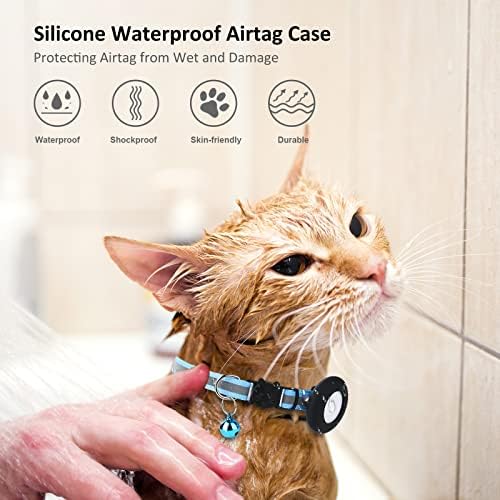 2022 Airtag Cat Collar Holder, Small Air Tag Compatible With Apple Airtag GPS Tracker, 2Pack Waterproof Case Cover for Dog Pet Collar Within 3/8 Inch (Black&Blue)