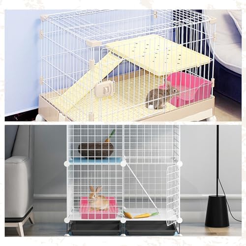 12Pcs Rabbit Litter Box for Cage, Bunny Potty Trainer Corner Guinea Pig Plastic Square Grate Toilet Pet Bedding Litter Box for Small Animal Ferret Hamster Hedgehog (Pink)