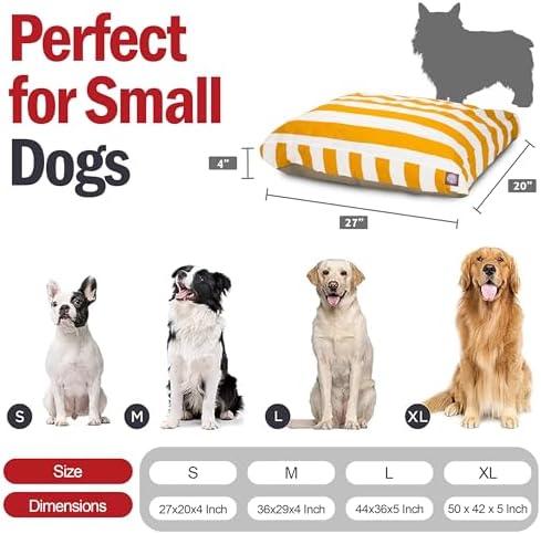 Majestic Pet Rectangle Small Dog Bed Washable – Non Slip Comfy Pet Bed – Dog Crate Bed with Removable Washable Cover – Dog Kennel Bed for Sleeping - Dog Bed Small Breed 27x20x4 Inch – Yellow