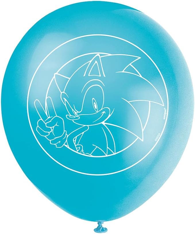 Sonic the Hedgehog Assorted Colors Printed Latex Balloons - (12") Pack of 8 - Perfect Decorations for Birthday Parties and Sonic-Themed Celebrations